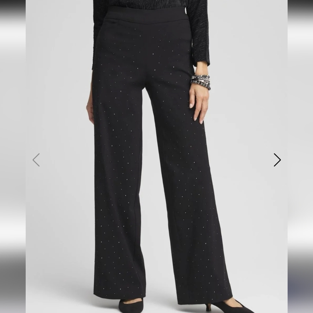 Chico's Black Wide-Leg Rhinestone Pants